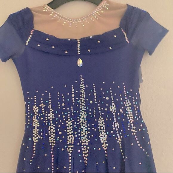 Custom solo dance ice skating ballet costume blue ombre rhinestoned dress LC - Picture 5 of 15